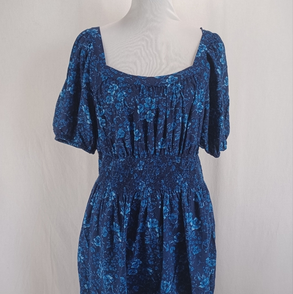Old Navy Blue Floral Dress Sz L - Picture 2 of 8